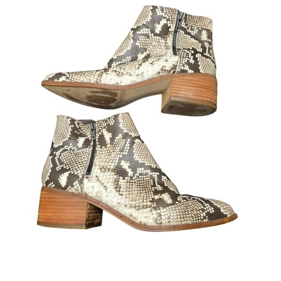Bleeker & Bond Womens Leather Snake Print Ankle Boots Brown Cream Sz 10M JJ4015 - Picture 9 of 10